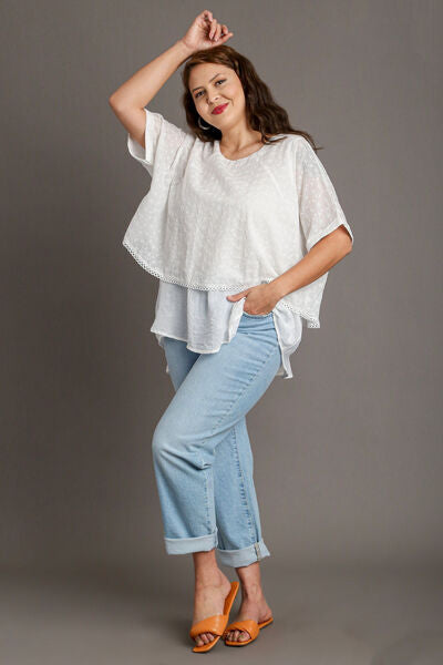 Women's Eyelet Layered Short Sleeve Blouse - In Style Chics Boutique Online Clothing 