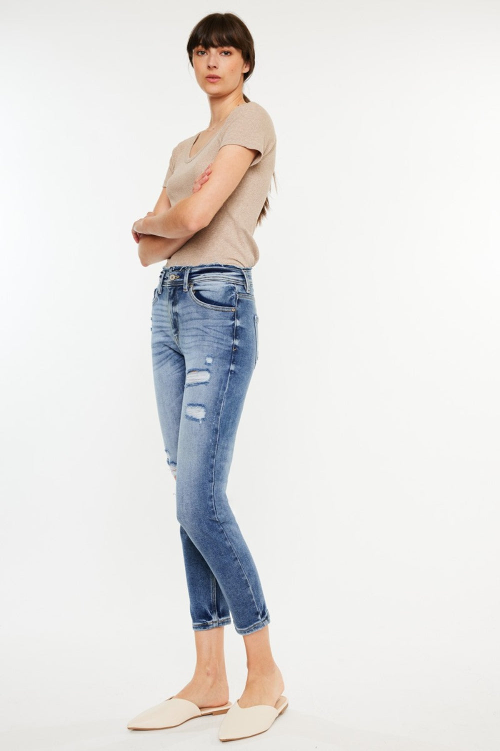 Kancan High Rise Distressed Mom Jeans - In Style Chics Boutique LLC