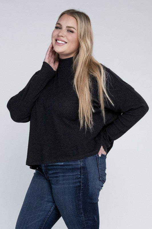 Plus Drop Shoulder Long Sleeve Top - In Style Chics Boutique LLC