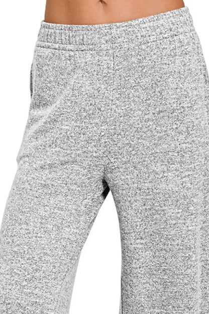 Zenana Soft Melange Hacci Elastic Waistband Lounge Pants
