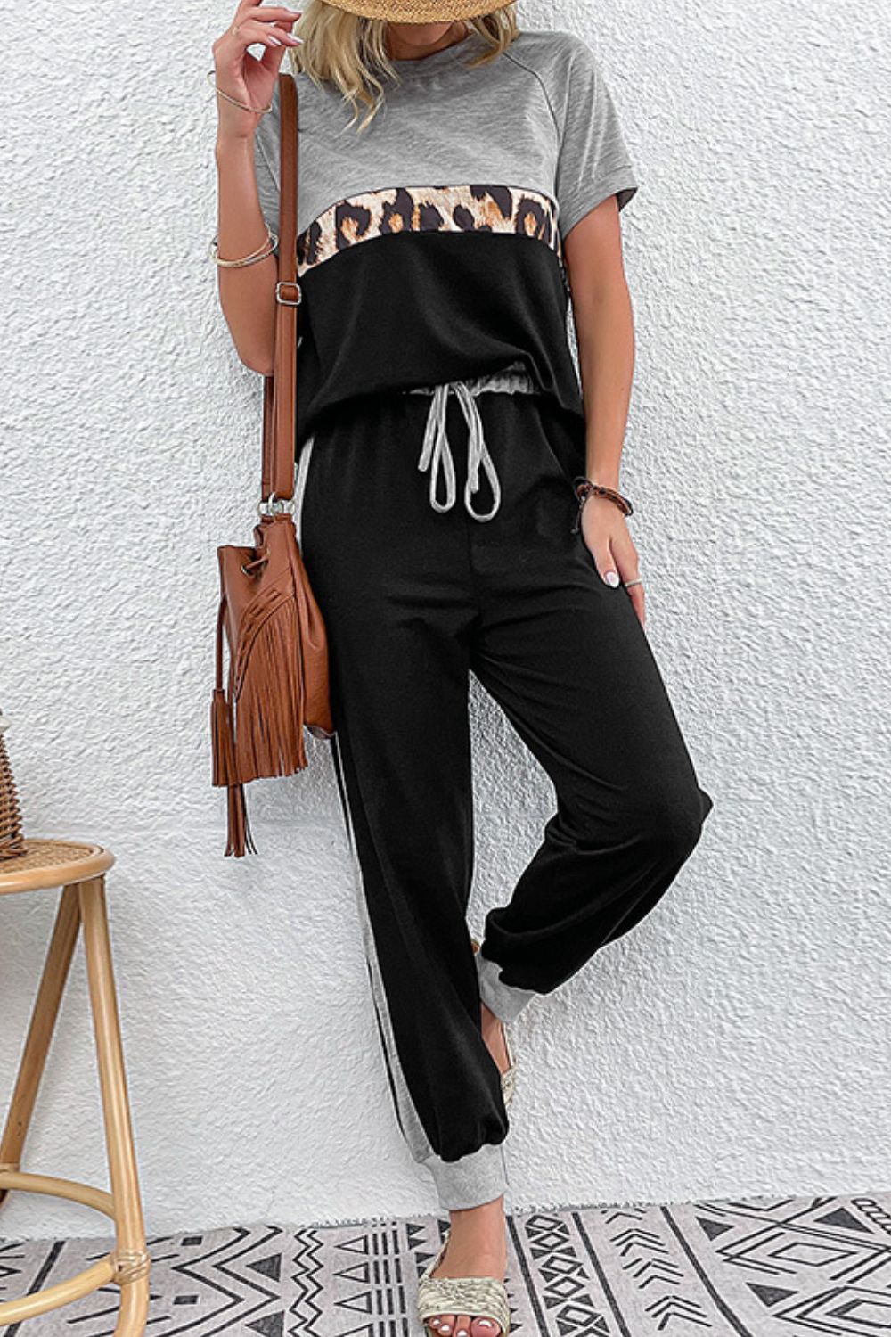 Short Sleeve Top and Drawstring Pants Set - In Style Chics Boutique LLC