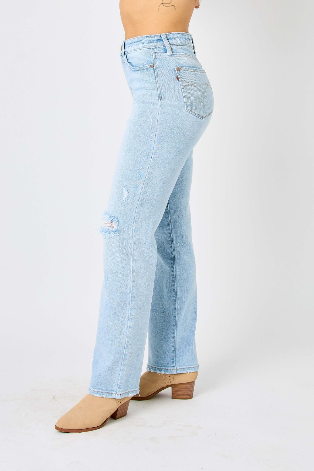 Judy Blue Full Size High Waist Distressed Straight Jeans - In Style Chics Boutique LLC