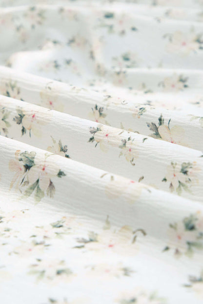 White Frill Neckline Shirred Bodice Floral Maxi Dress - In Style Chics Boutique Online Clothing Women's Juniors Apparel 