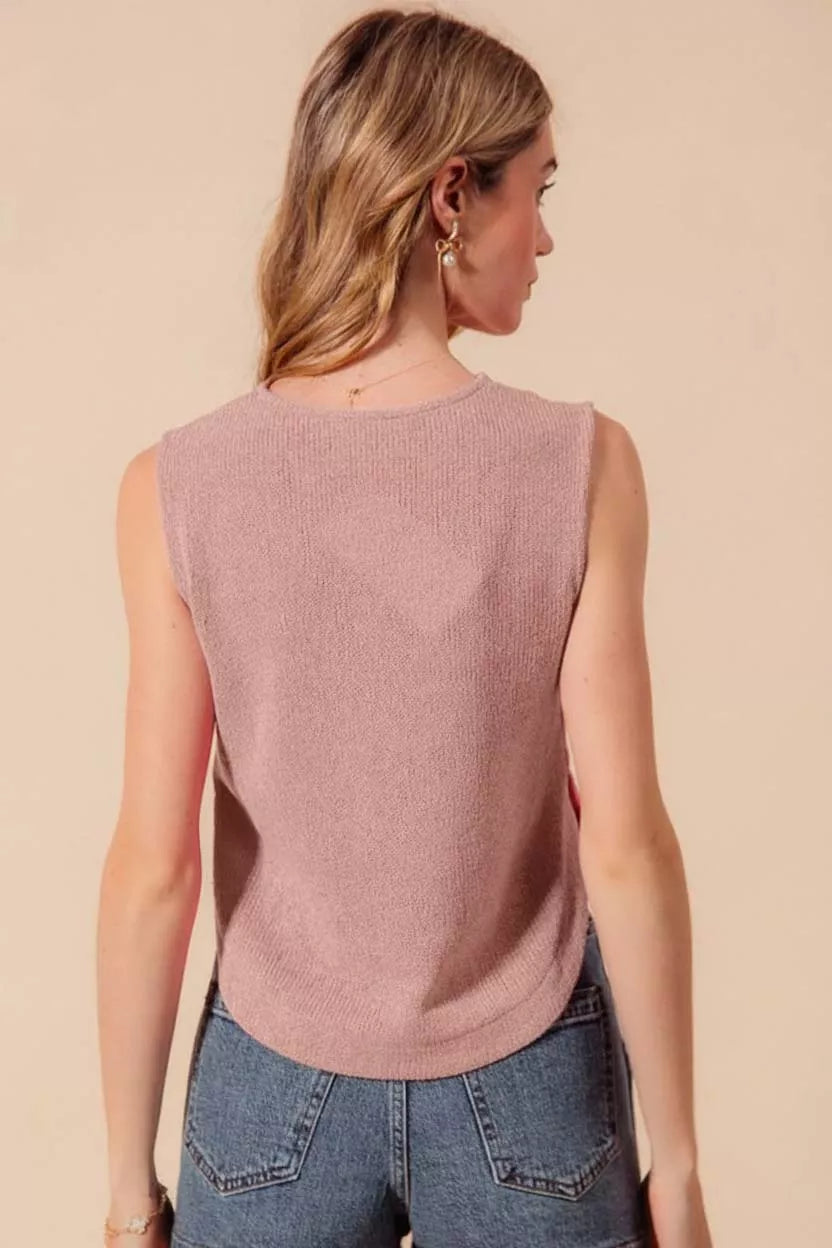 Sleeveless Hacci Knit Top with Round Hem at In Style Chics Boutique 