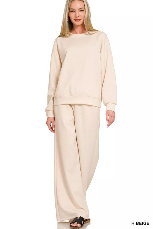 Scuba Crewneck Pullover and Pants Set at In Style Chics Boutique 