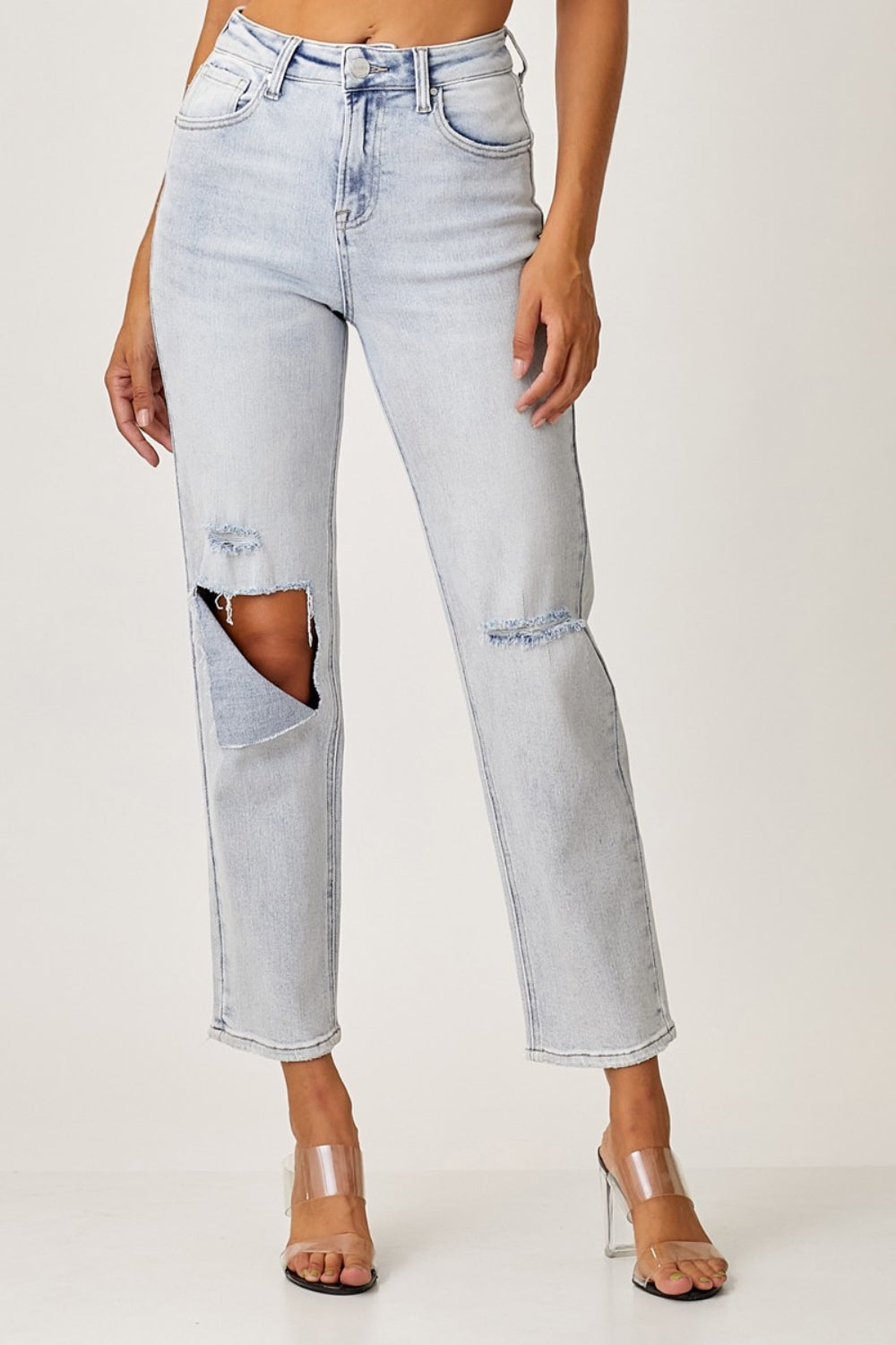 RISEN High Rise Distressed Relaxed Jeans - In Style Chics Boutique LLC