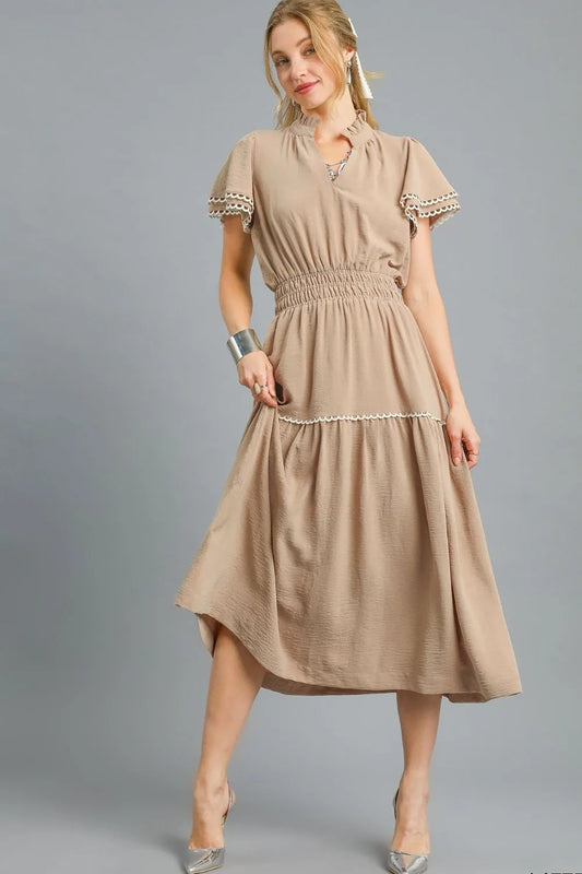 Midi Dress, Tiered Flutter Sleeve - In Style Chics Boutique 