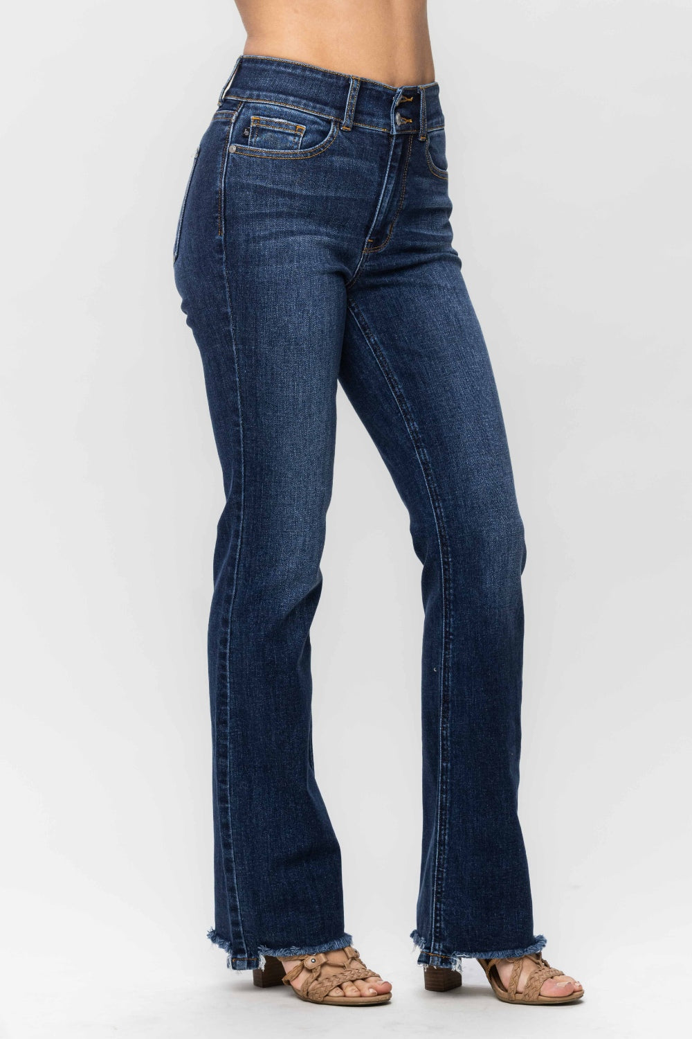 Judy Blue Full Size Frayed Hem Bootcut Jeans - In Style Chics Boutique LLC