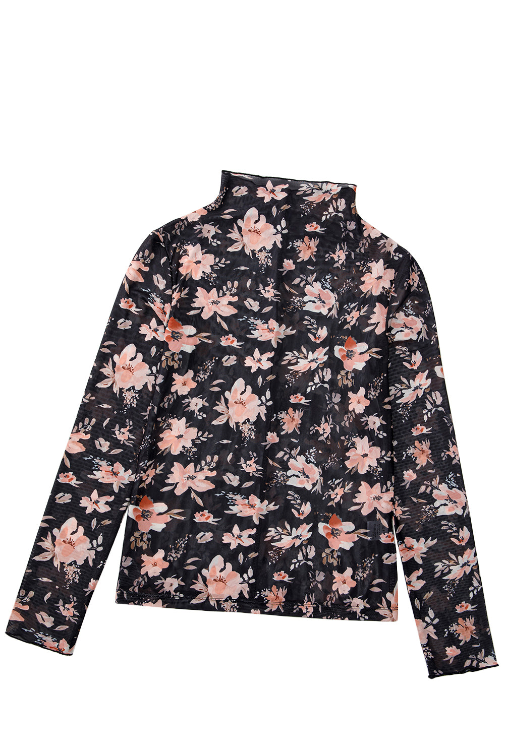 Black Floral Long Sleeve Slim Fit Mesh Top - In Style Chics Boutique LLC