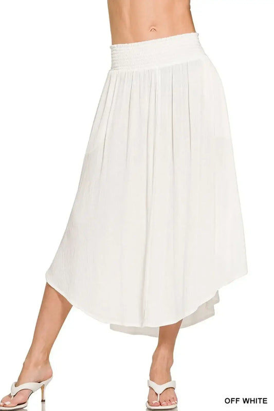 Maxi Skirt W Pockets, Woven Crinkle Smocked Waist - In Style Chics Boutique 
