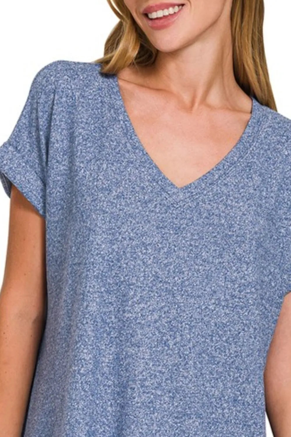 V-neck Tee, Soft Melange Hacci - In Style Chics Boutique 