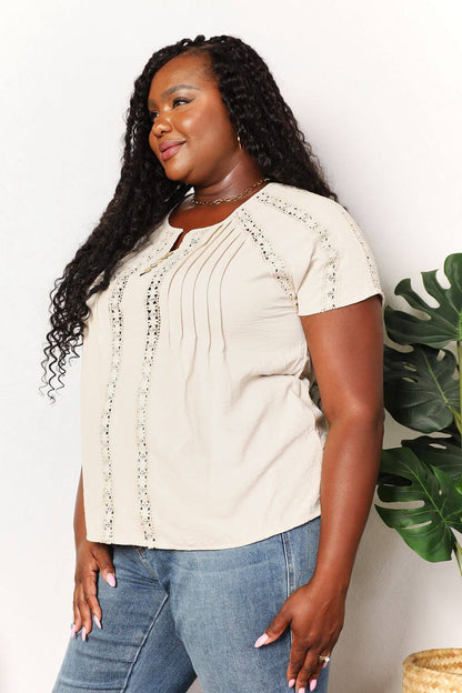 Crochet Buttoned Short Sleeves Top - In Style Chics Boutique Shop Fashion for Women 