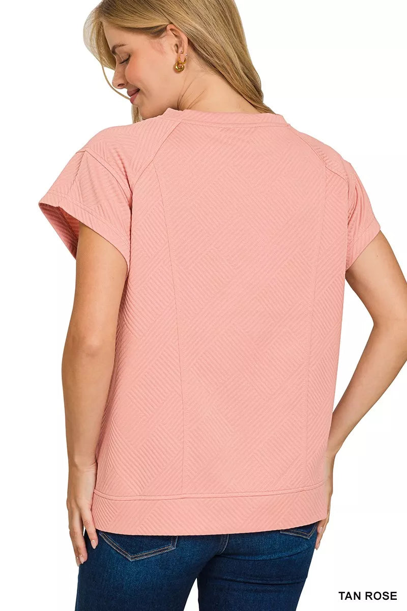 Textured Knit Jacquard Short Sleeve Top at In Style Chics Boutique 