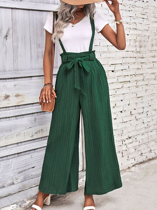 Tie Belt Wide Leg Overalls - In Style Chics Boutique LLC