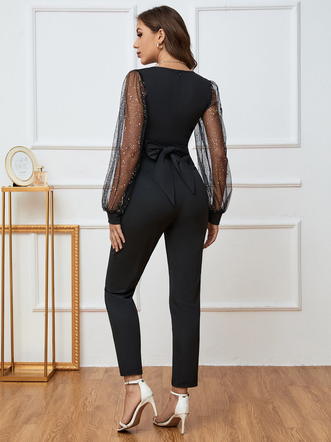 Plunge Long Sleeve Jumpsuit - In Style Chics Boutique LLC