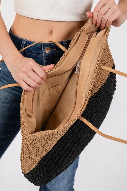 Straw Braided Beach Tote Bag - In Style Chics Boutique 