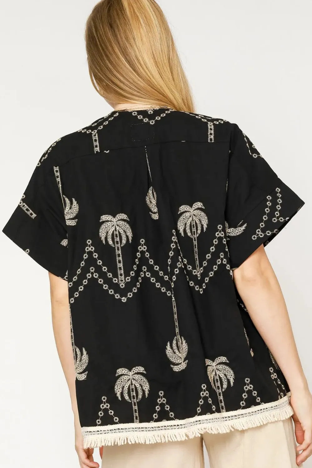 Open Front Kimono, Embroidered & Fringe 