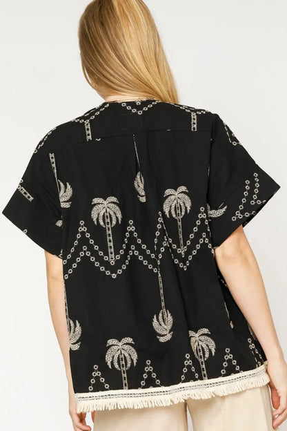 Open Front Kimono, Embroidered & Fringe 