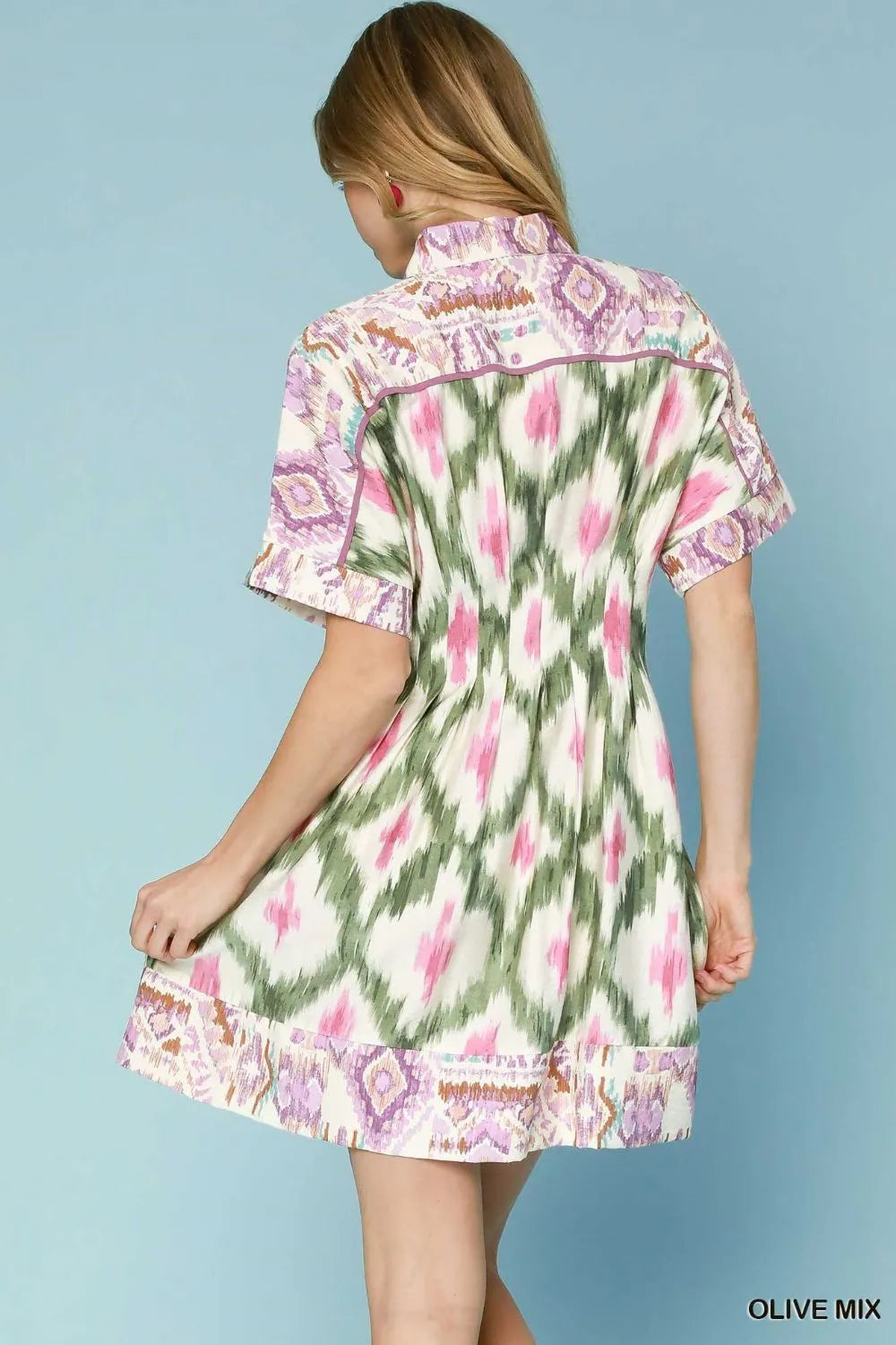Ethnic Print Short Sleeve Mini Shirt Dress at In Style Chics Boutique