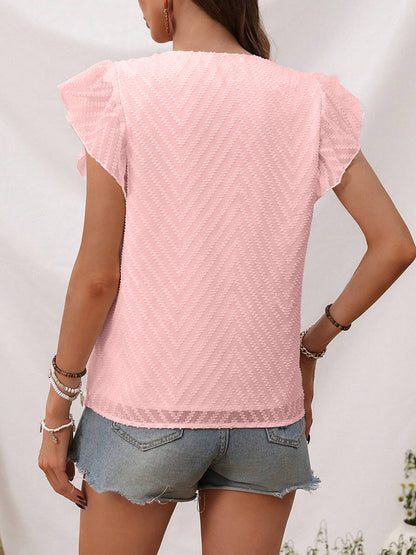 Textured V-Neck Cap Sleeve Blouse More Colors! - In Style Chics Boutique LLC