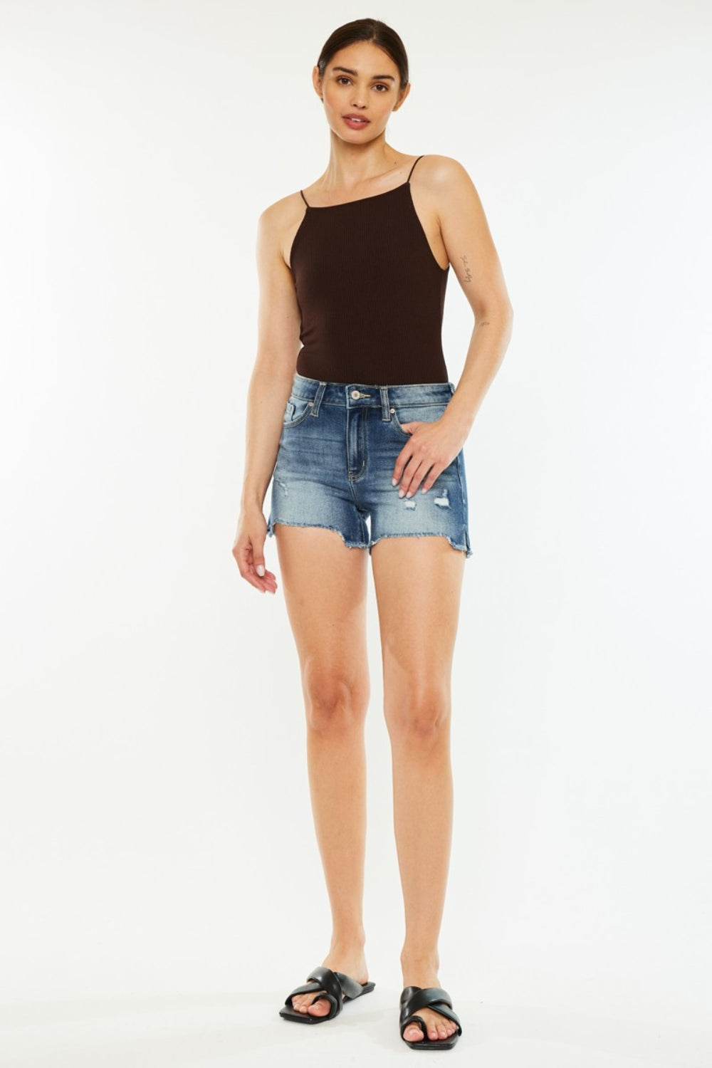 Kancan High Waist Raw Hem Denim Shorts - In Style Chics Boutique LLC