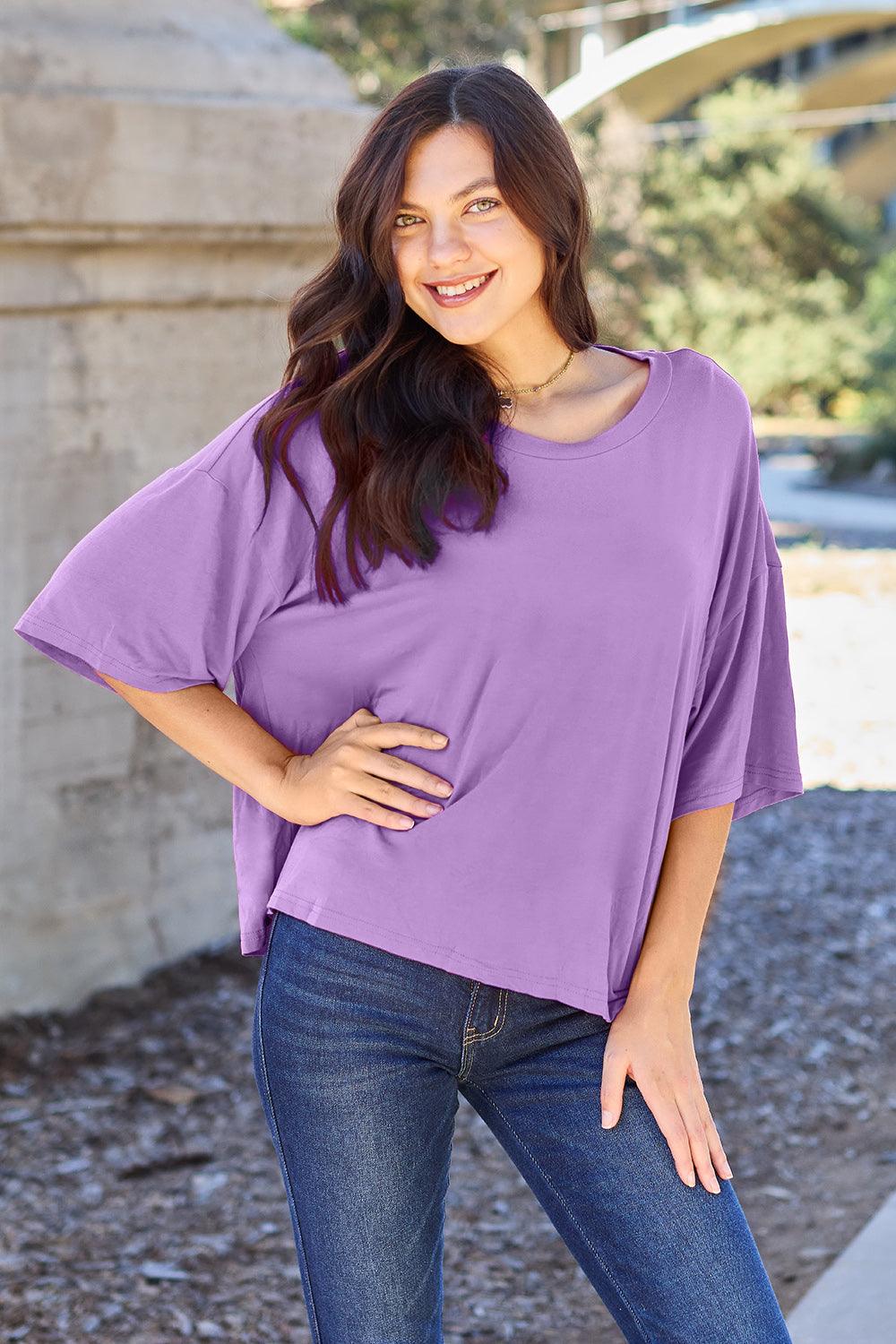 Basic Bae Bamboo Full Size Round Neck Drop Shoulder T-Shirt - More Colors! - In Style Chics Boutique LLC