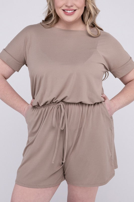 Plus Size Romper with Pockets, Brushed DTY - In Style Chics Boutique 