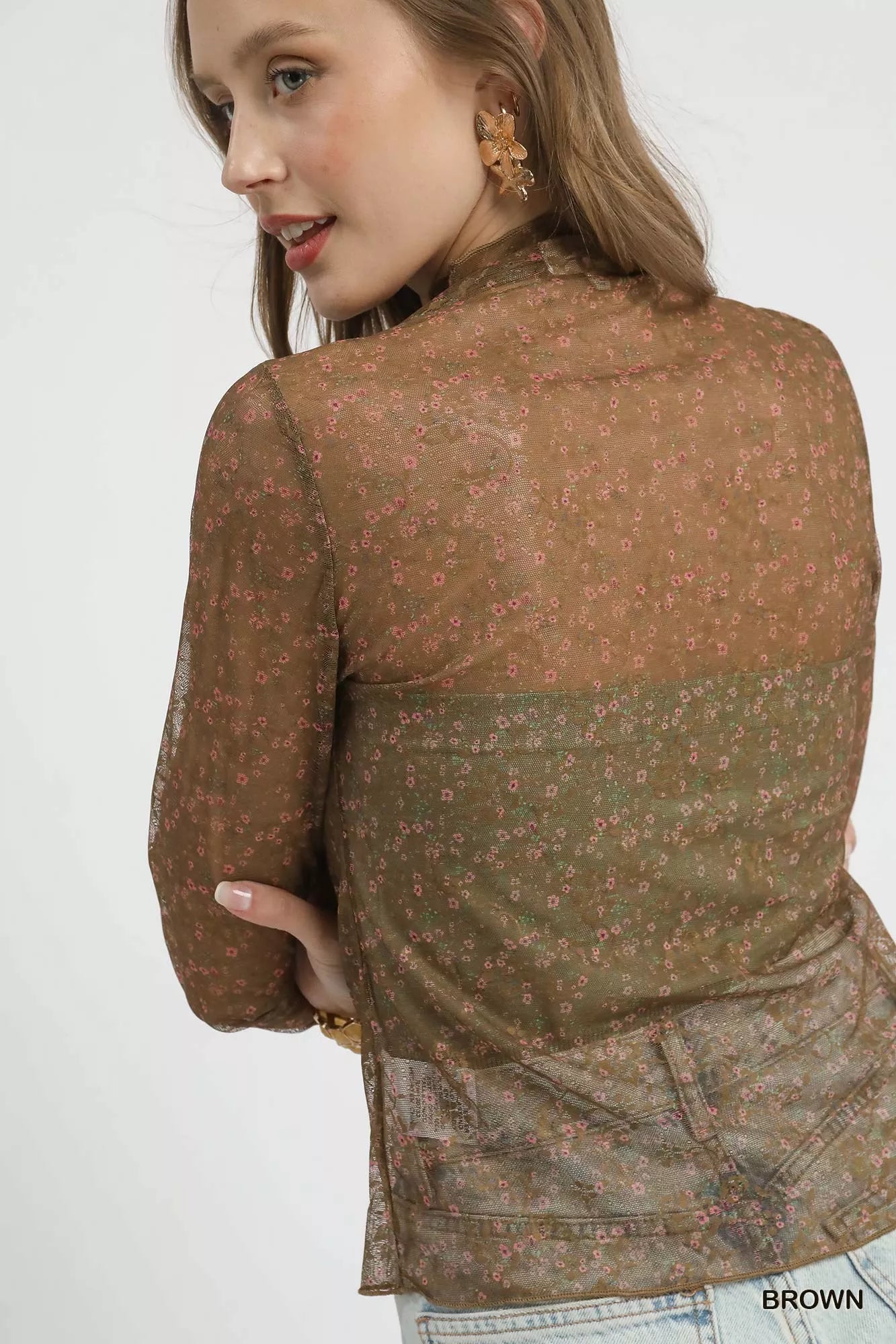 Nylon Lace Mesh Long Sleeve Top Shop Cute Fall Styles at In Style Chics Boutique 