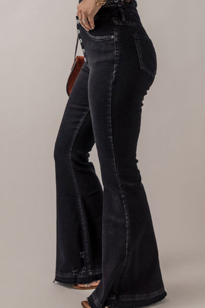 Button-Fly Flare Jeans with Pockets for Women - In Style Chics Boutique LLC