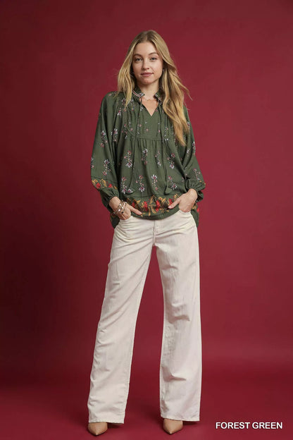 Floral Boho Peasant Blouse at In Style Chics Boutique 