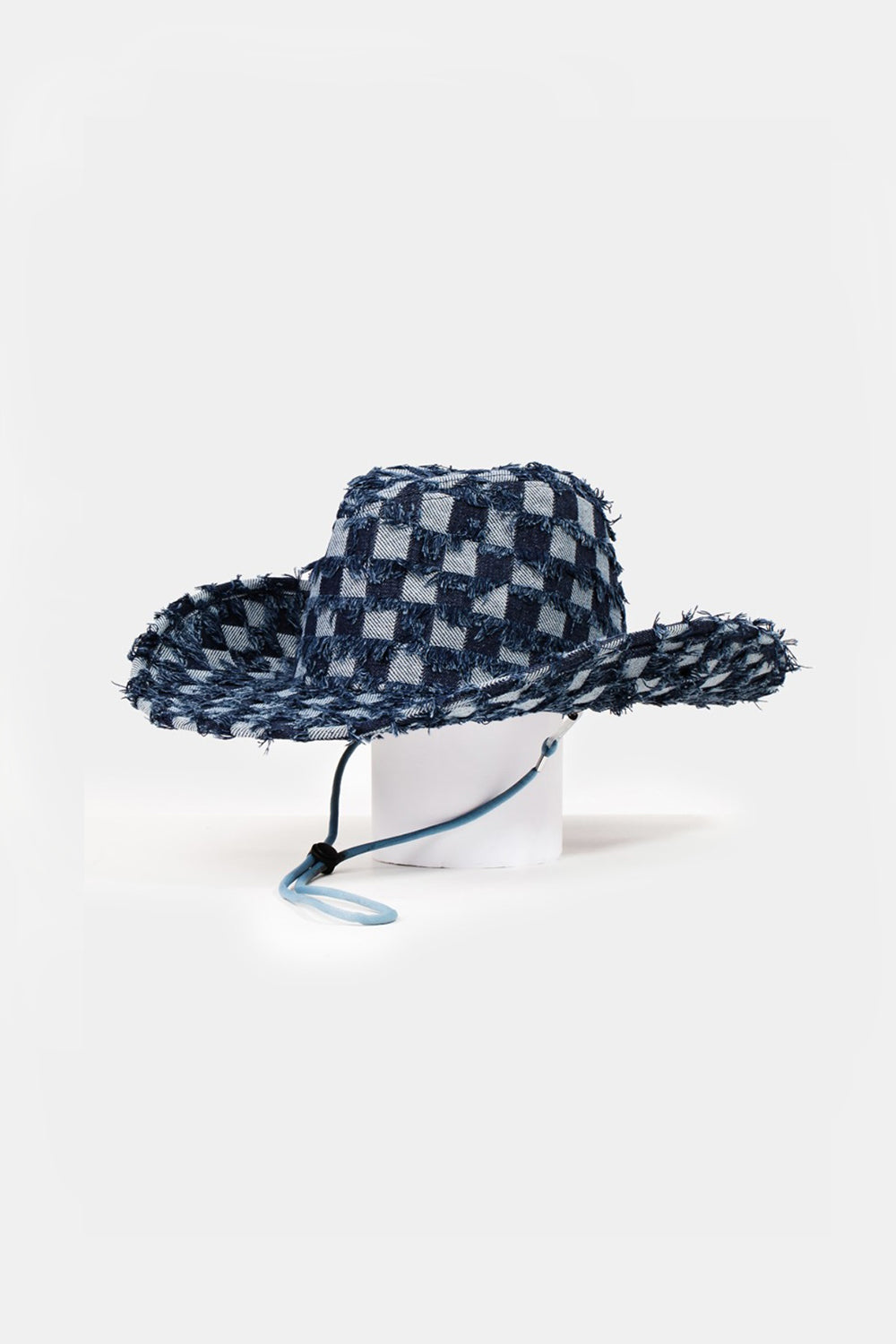 Fame Womens Checkered Fringe Denim Cowboy Hat - In Style Chics Boutique LLC