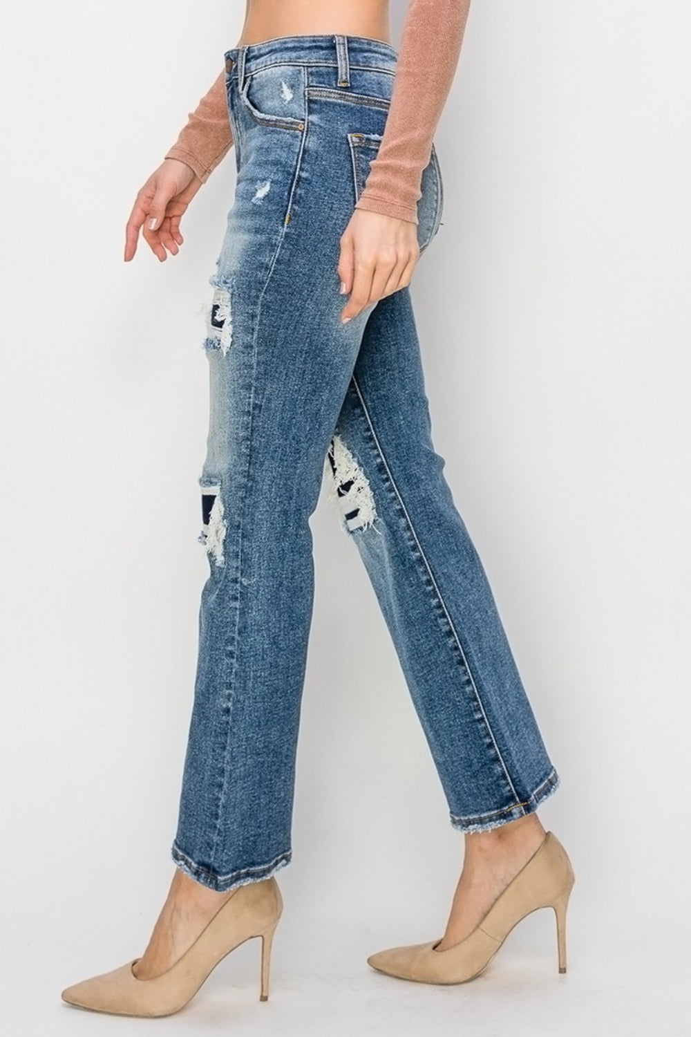 Risen Full Size High Rise Distressed Ankle Flare Jeans - In Style Chics Boutique LLC