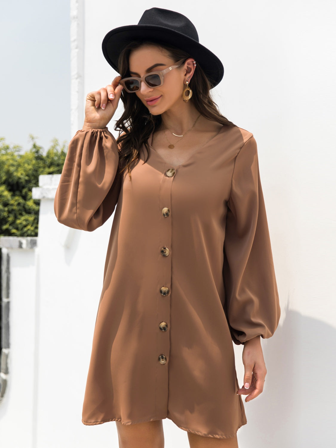 V-Neck Long Sleeve Mini Dress - In Style Chics Boutique LLC