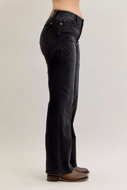 Judy Blue Mid Rise Straight Western Seam Detail Jeans at In Style Chics Boutique 