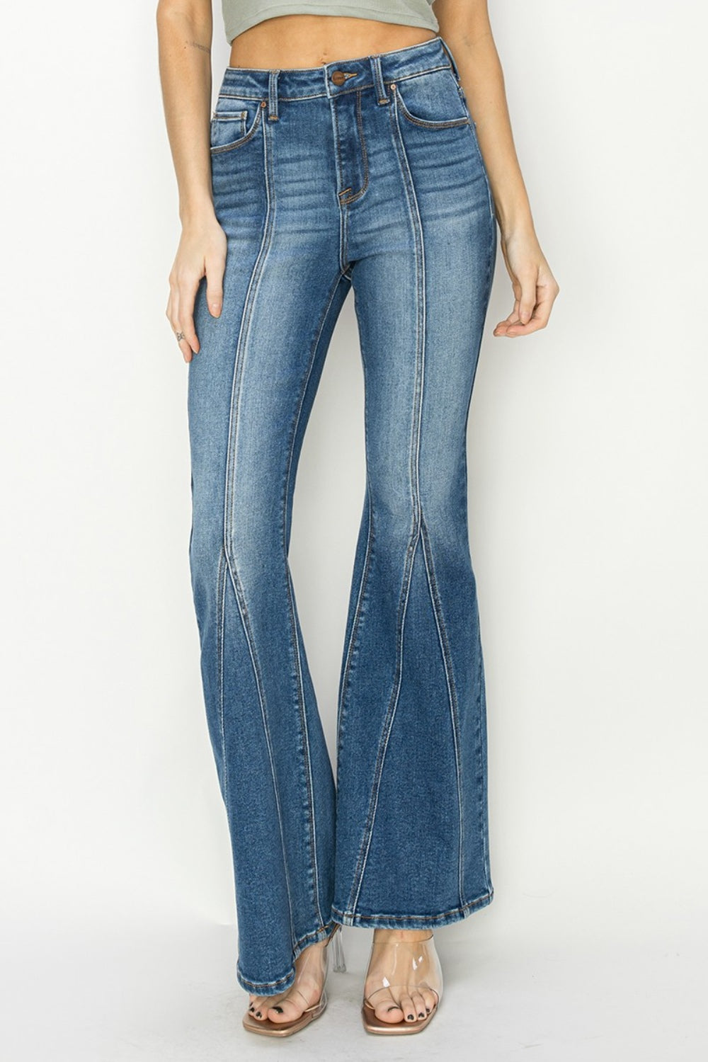 RISEN Full Size High Rise Front Seam Detailed Flare Jeans - In Style Chics Boutique LLC