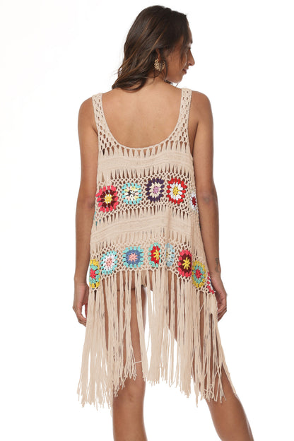 Openwork Fringe Detail Embroidery Sleeveless Cover-Up - More Colors! - In Style Chics Boutique LLC