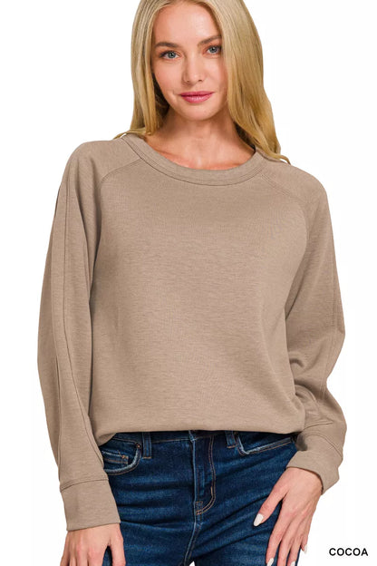 Zenana Scuba Round Neck Sweatshirt