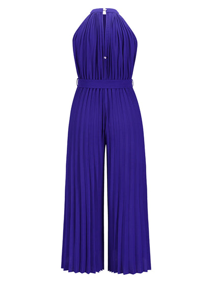 Cutout Tied Pleated Sleeveless Jumpsuit - In Style Chics Boutique LLC