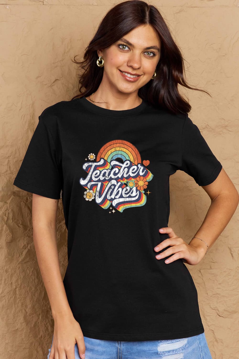 Simply Love Full Size TEACHER VIBES Graphic Cotton T-Shirt - In Style Chics Boutique LLC