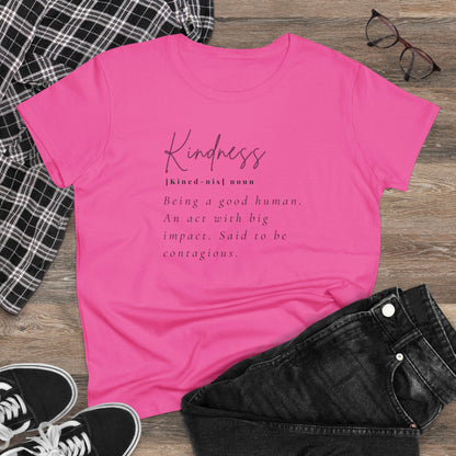 Women's Midweight Cotton "Kindness" Graphic Tee with Black Print - In Style Chics Boutique LLC