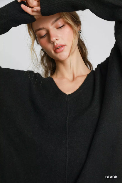 Wool Blended Pullover Black Sweater at In Style Chics Boutique 