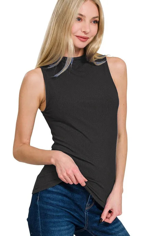 Ribbed Sleeveless Mock Neck Top at In Style Chics Boutique 