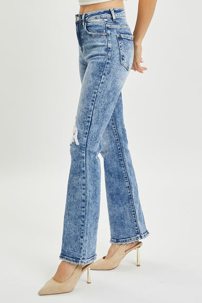 RISEN Full Size High Rise Distressed Flare Jeans - In Style Chics Boutique LLC