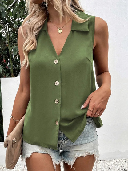 Tank Top, Johnny Collar Button Down - In Style Chics Boutique 