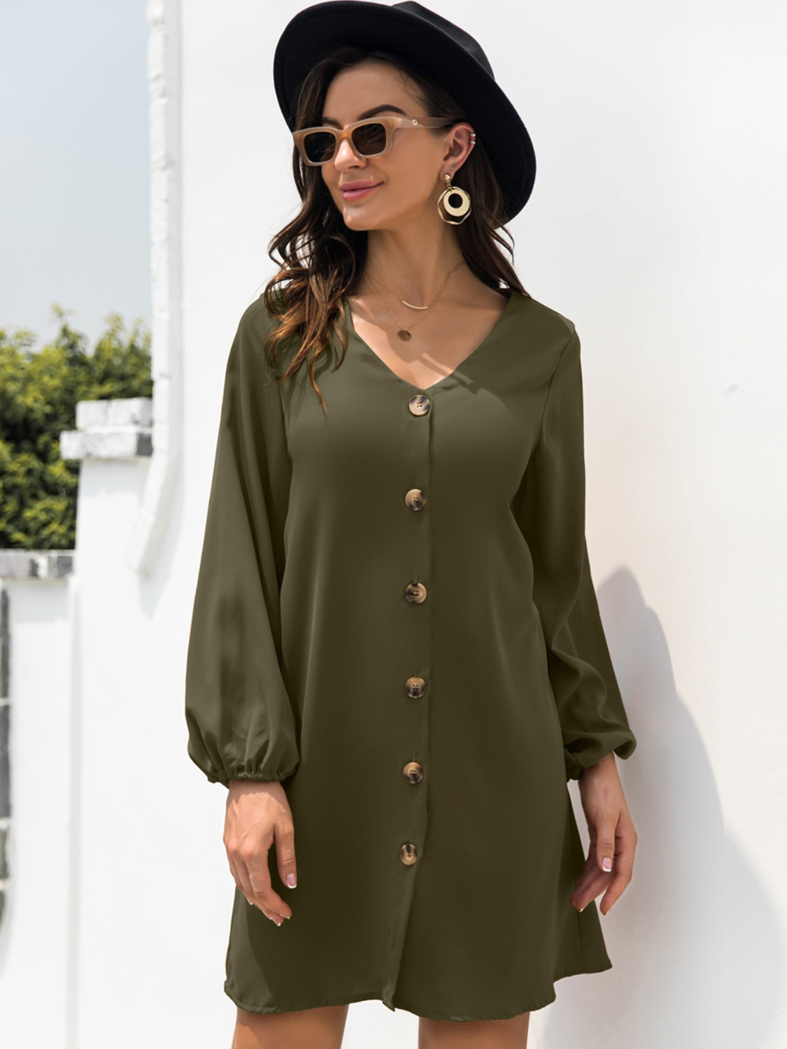 V-Neck Long Sleeve Mini Dress - In Style Chics Boutique LLC