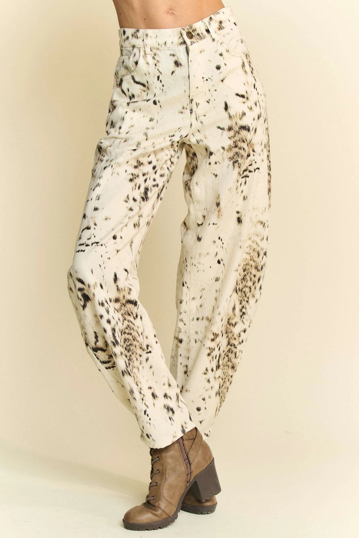 Barrel Pants, Abstract Tie Dye Dot Lace Detail - In Style Chics Boutique Women's Juniors Clothes 