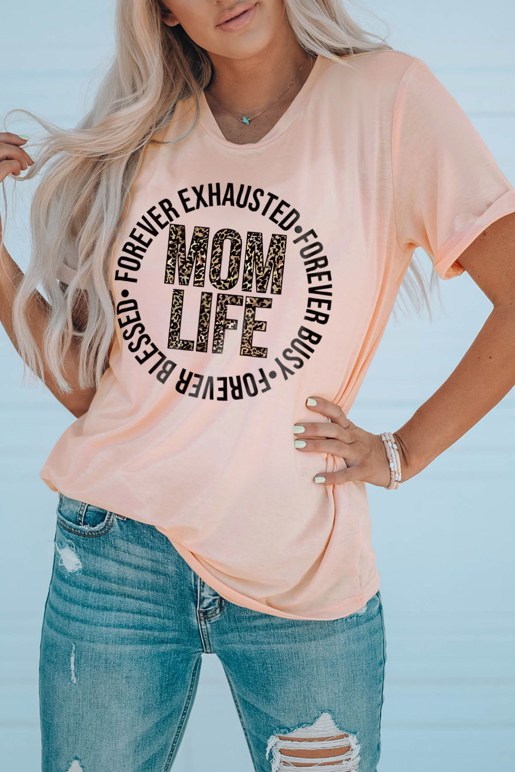 MOM LIFE Leopard Graphic Cuffed Tee - In Style Chics Boutique LLC