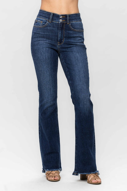 Judy Blue Full Size Frayed Hem Bootcut Jeans - In Style Chics Boutique LLC