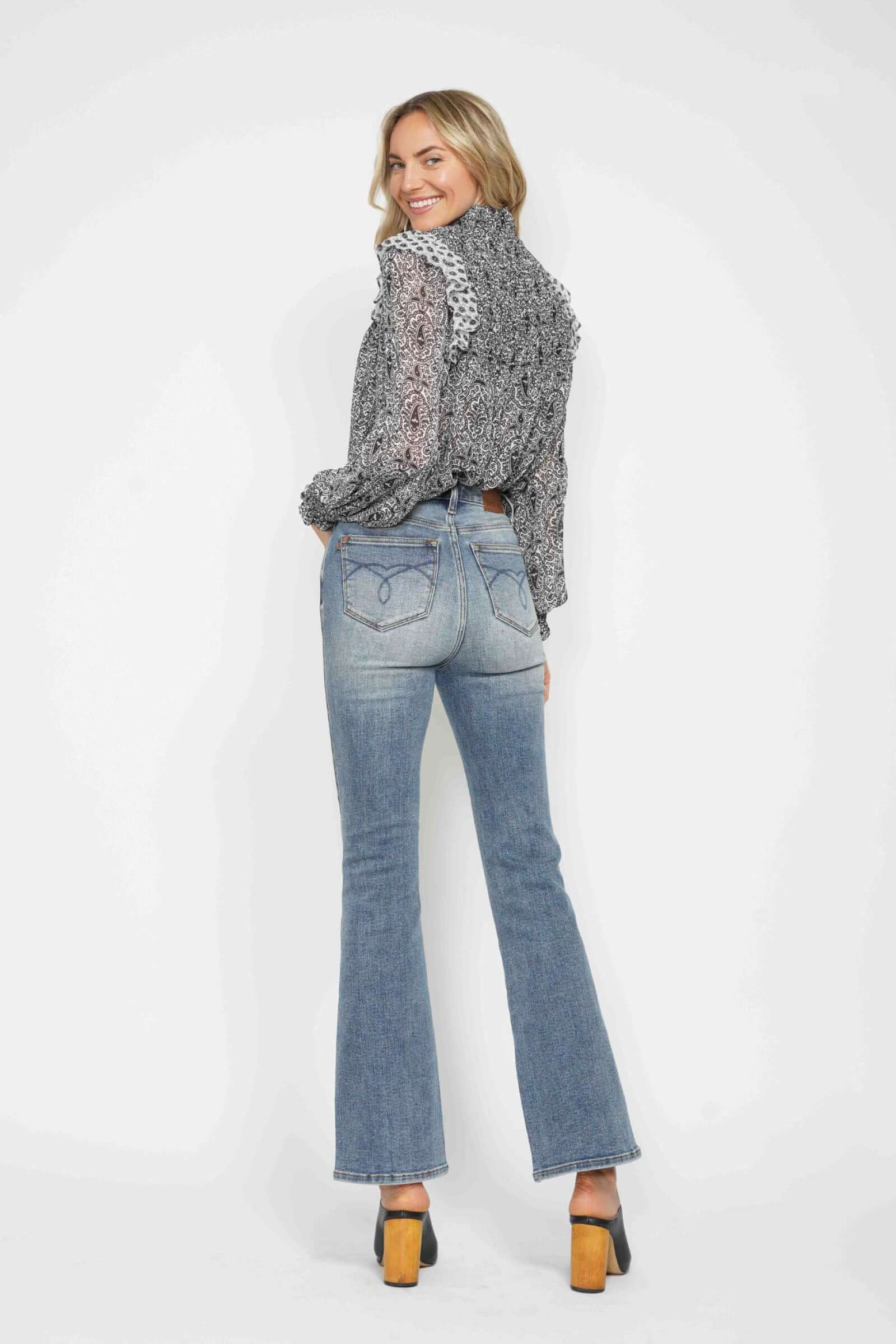 Judy Blue Tummy Control Back Embroidered Pocket Bootcut Jeans - Short Inseam - Petite - In Style Chics Boutique Women's Juniors Plus Size Apparel Online 