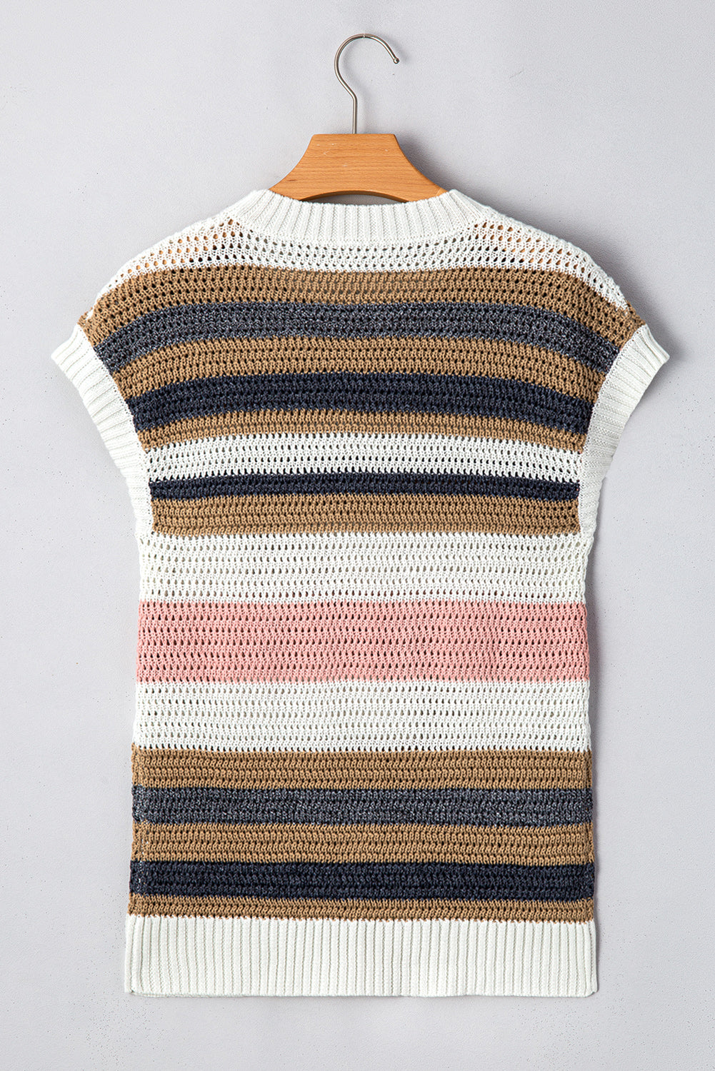 Cute Clothes Online - Stripe Color Block Eyelet Knit Short Sleeve Sweater Tee - In Style Chics Boutique Women's Juniors 